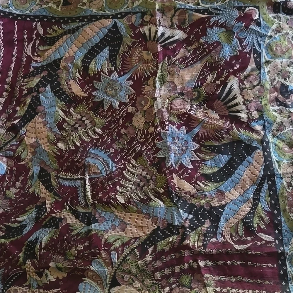 VINTAGE Oversized Indian Silk Shawl Scarf